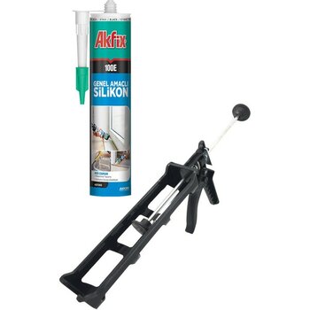 Akfix 100E Genel Amaçlı Şeffaf Silikon 280ML + Silikon Tabancası