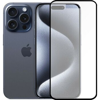 Microcase Iphone 15 Pro Max Tam Kaplayan Çerçeveli Tempered Ekran Koruyucu - Siyah AL3276