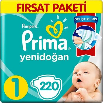 Prima 1 Beden Yenidoğan Aktif Bebek Bezi 44X5 220 Adet