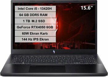 Acer Nitro V 15 Intel Core i5-13420H 64 GB RAM 1 TB SSD RTX 4050-6 GB FreeDos 15.6" FHD IPS Notebook