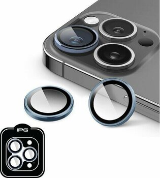 iPhone 14 Pro / Pro Max Için Ipg Prolens Kamera Lens Koruyucu Alüminyum CD Çerçeveli, Kırılmaz Cam, Ultra Hd - Açık Mavi - iPhone 14 Pro Max