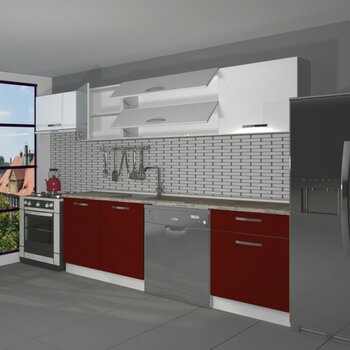 Decoraktiv Elite 280Y MDF Hazır Mutfak Dolabı - Tezgah Dahil - Bordo - Beyaz