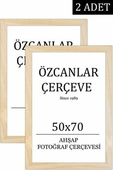 Özcanlar Çerçeve 2 'li  Takım Ahşap Çerçeve  Ahşap Resim Çerçevesi  50X70 Doğal Ahşap Çerçeve Ham Ahşap - Naturel - 50 x 70
