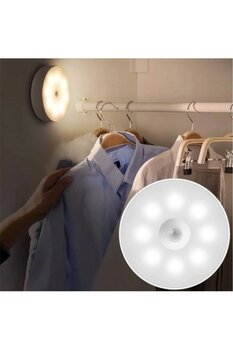 Semco Tolunay Pilli Usb Şarjlı Hareket Sensörlü Beyaz Işıklı Led Lamba