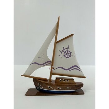 Ayhan Kotra, Bez Yelkenli, Ahşap Maket Gemi Modeli Hediye Kotra - Kişiselleştirilebilir El Yapımı Ev, Ofis Hediyesi ve Aksesuarı - Mavi