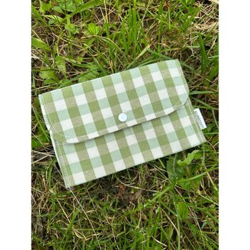 Sumicorn Design Pötikareli Yıkanabilir Çıtçıt Detaylı Ped Çantası, Mini Cüzdan, Çanta Içi Düzenleyici - Yeşil