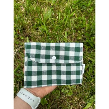 Sumicorn Design Pötikareli Yıkanabilir Çıtçıt Detaylı Ped Çantası, Mini Cüzdan, Çanta Içi Düzenleyici - Koyu Yeşil