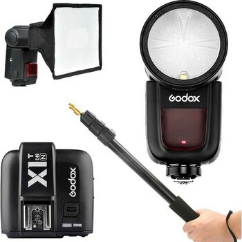 Godox V1 Nikon Flaş Kit (Yuvarlak Kafa) Full Set