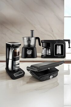 Karaca Gurme Luxury 3.0 Elektrikli Evlilik Paketi Tost, Kahve, Çay Makinesi ve Mutfak Robotu Black Chrome