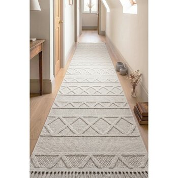 Melaris Halı Iskandinav Bukle Halı Yumuşak Örgü Yolluk Loop Bukleli Dokuma Oturma Odası Halısı Salon Mutfak Halısı - Krem - 80 x 450 cm