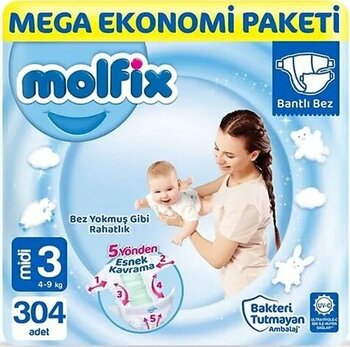 Molfix No:3 Midi 304 Adet Bebek Bezi
