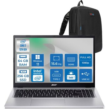 Acer Aspire Go 15 Intel Core I7-13620H Ddr5 64GB 256GB SSD Windows 11 Pro Intel UHD Graphics 15,6" Fhd (1920 x 1080) IPS Taşınabilir Bilgisayar NXJ...
