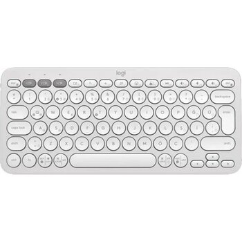 Logitech K380S, Pebble Keys 2, Beyaz, 920-011860, Bluetooth, Türkçe, Q, Multimedya, Mini Klavye