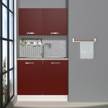 Decoraktiv Mini 100 MDF Hazır Mutfak Dolabı - Tezgah Dahil - Bordo