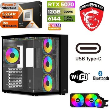 MSI Gaming Pc Ddr5 – Rtx 5070 12 GB – Ryzen 7 9800X3D – 32GB – 64GB Ddr5 Ram – 1 Tb M.2 SSD – Sıvı Sogutmalı - Windows 11 Pro – Masaüstü Bilgisayar