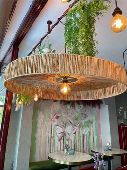 MDZN Hasır Avize 85x85cm Bohem Avize Jüt Avize Oda Mutfak Salon Avize Rustik Avize