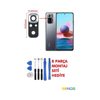 Xiaomi Redmi Note 10 Pro Arka Kamera Camı Kamera Camı Lensi + Montaj Set
