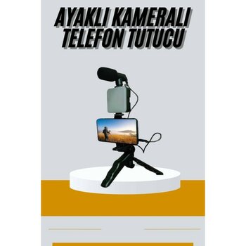 İlk El Grup Tripod Telefon Tutucu Kumandalı Mikrofon LED Işık Vlog Video Kayıt - standart
