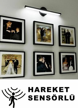 Sunbox Yapışkanlı Sensörlü Beyaz Işık Kablosuz Ledli Pilli Aplik Siyah Kasa Pil D