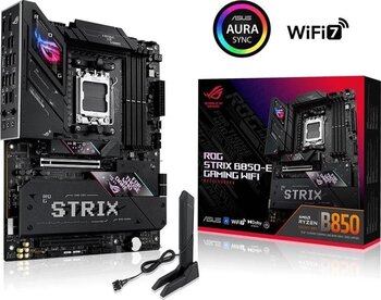 Asus Rog Strix B850-E Gaming Wifi Amd B850 Am5 Ddr5 8000 Dp Hdmi Type-C 5X M2 Usb3.2 Gen 2X2 Wifi 7 + Bt Aura Rgb 5Gbit Lan Atx 16+2+2 Güç Aşamaları,