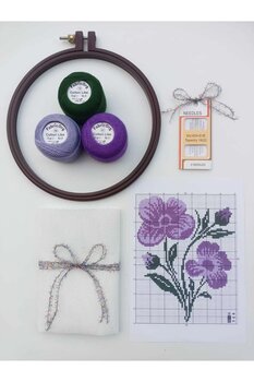 fabricorg Etamin - Kanaviçe Başlangış Seti MENEKŞE ( SET-1 )