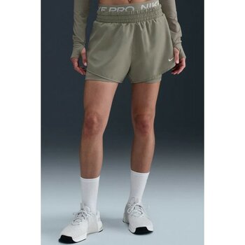 Nike Pro Dri Fit 2ın1 Loose Fit Women's Shorts Kadın Bol Kesim Taytlı Antrenman Şortu Haki - L