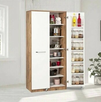Zeytun Çok Amaçlı 90 Derece Açılabilir 2 Kapaklı Kiler Suntalam Beyaz Mutfak Dolabı
