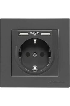 Mutlusan Topraklı Priz 2 Li Usb Şarj Prizi Siyah Renk