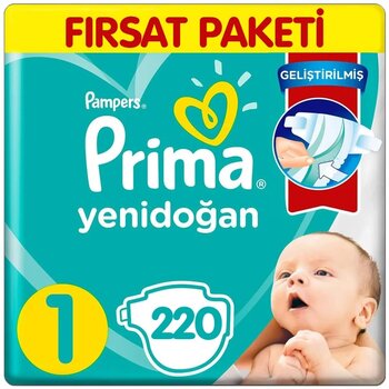 Prima 1 Beden Yenidoğan Aktif Bebek Bezi 44X5 220 Adet