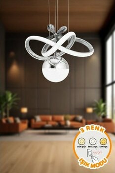 Bono Krom 3 Renk Işık Modern Sarkıt LED Avize Salon Mutfak Oda Hol Ledli Avize - Seçenek 1