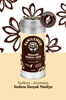 Vanilemur Organik Saf Vanilya Tozu 50 gr – %100 Doğal Kurutulmuş Madagaskar Vanilyası