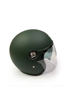 Citycoco Motosiklet Yarım Kaskı Şeffaf Rüzgarlıklı, Siyah Güneşlikli, Ter Yapmayan Pedli, Çift Vizör