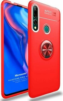 Microsonic Huawei Honor 9X Kılıf Kickstand Ring Holder Kırmızı