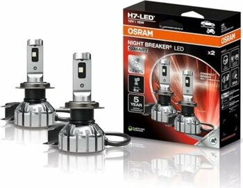 Osram Night Breaker LED Smart H7; %330'a kadar daha fazla parlaklık; 6000 K, 12 V, LED uzaktan ve kı