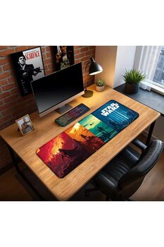 Star Wars Oyun Gaming Klavye Mouse Pad Kaymaz Taban Kenarları Dikişli Su Geçirmez Masa Matı 70x30 Cm