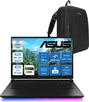 Asus Rog Strix Scar 18 G835lw-Sa129 Intel Core Ultra 9 275hx Aı 96gb Gb 4tb Ssd +4tb Ssd 16gb/Rtx5080 Gddr7 175w 18" 2.5k 2560x1600 Wqxga 240hz 3ms 1200nits Freedos Laptop Wsa129f48+Zettaçanta
