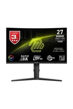 Msı 27" Mag 275Cqrf Qd E2 2560X1440 (Wqhd) 16:9 Curve 1500R Rapıd Va 180Hz 0.5Ms Gtg Freesync Sıyah Gamıng Monıtor