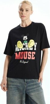 Lc Waikiki Yeni Sezon Mickey Mouse Baskılı Oversize Kadın Tişört - Siyah - XS