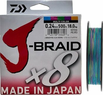 Daiwa J-braid 8x 500mt 0.24mm İp Misina Multi Color