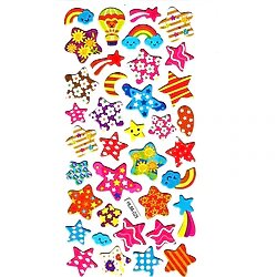 Sticker Kabartmalı Stiker Defter Planlayıcı Etiket 17x9cm Desenli Yıldızlar