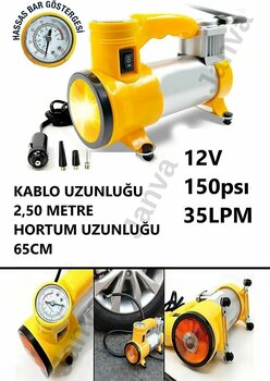 Janva Pro Kompresör 12V Taşınabilir 150 Psı Araba Oto Araç Motor Bisiklet Havuz Lastik Şişirme Pompası