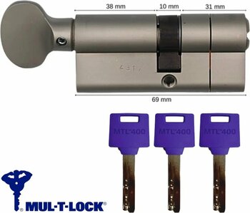 Mul-T-Lock Mtl 400 Tokmaklı Tuzaklı Bilyalı Kapı Kilidi Nikel Saten