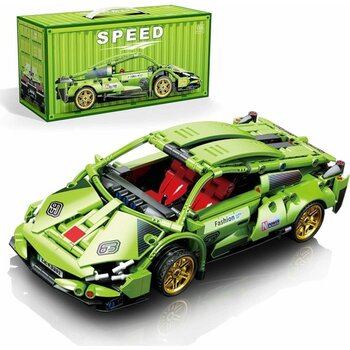 Mj Toys LEGO Lamborghini Revuelto Yarış Arabası LEGO Araba Yapı Blok Oyuncak Araba Yeşil LEGO Araba  Gerçekçi Yarış Arabası- 586 Parça