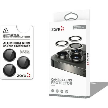 Alpsa Teknoloji Apple iPhone 16 Pro Alps Cl-12 Premium Safir Parmak Izi Bırakmayan Anti-Reflective Kamera Lens Koruy - Siyah