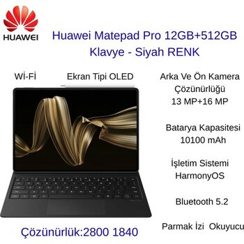 HUAWEI MatePad Pro 12.2'' PaperMatte Edition + Klavye - 12+512GB - Siyah+Anker Power Bank ve 3.nesil Kalem Hediye - Siyah - 512 GB
