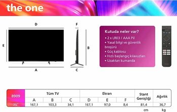 Philips The One 75PUS8909/12 Ambilight P5 Perfect Picture Engine Dolby Vision HDR10 HDR10+ HLG 144 Hz 3840x2160 LED TV