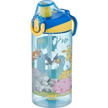 Serenity Haven 500ML Tritan Çocuk Su Matara, Pipetli, Kilitli, Yeni Koleksiyon, Mavi