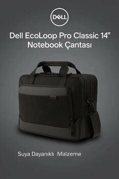 Dell Ecoloop Pro 14" Notebook Çantası Cc5425c - Hafif, Ergonomik, Suya Dayanıklı, 3 Bölmeli, Siyah