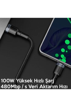 Baseus Baseus Cafule Pd2.0 100w Flash Şarj Usb Type-c Kablo (20v 5a) 2 Metre