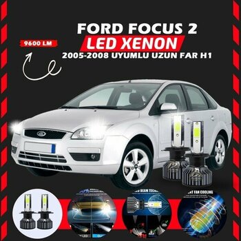 Furens Ford Focus 2 2005-2008 Uzun Far Uyumlu Şimşek Etkili Led Xenon Pro Series H1 - 1 - Beyaz